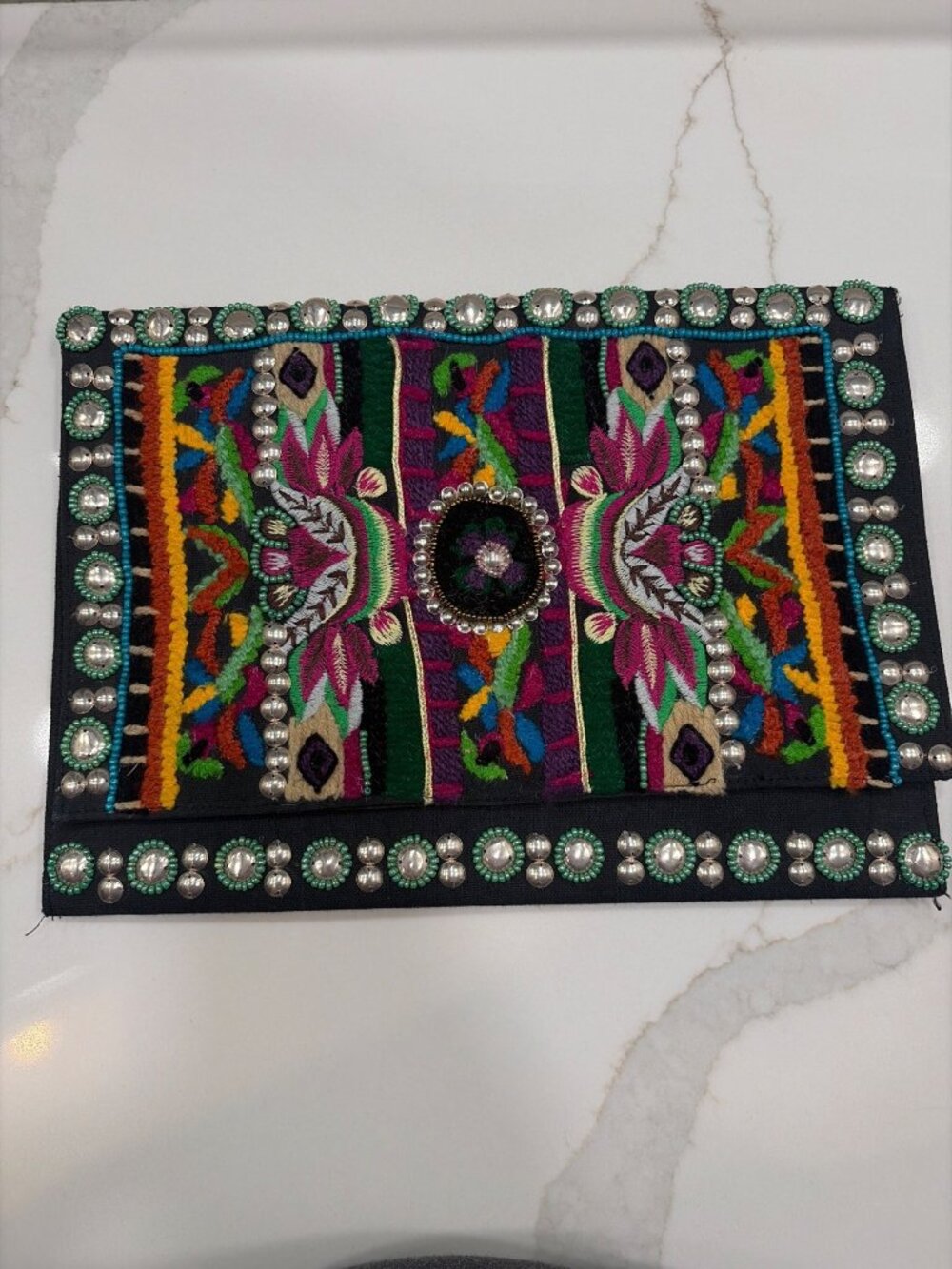 Antik Kraft Vintage Handmade Embroidered Envelope Clutch Southwestern